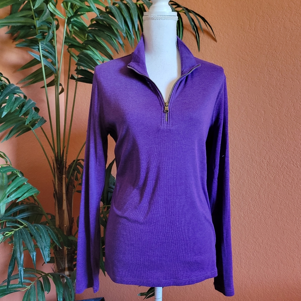 Ralph Lauren Jeans Co LRL Purple Heather Pullover Half Zip Top Cotton XL
